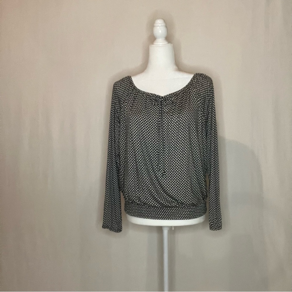 Michael Michael Kors Black and White Women's Top Geometric Shapes Elastic Waste
